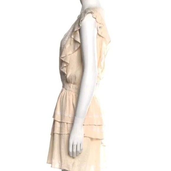 Love Sam Anthropologie Ava Keepsake Dress Beige tiered Skirt Ruffle Sz XS - - Picture 3 of 6